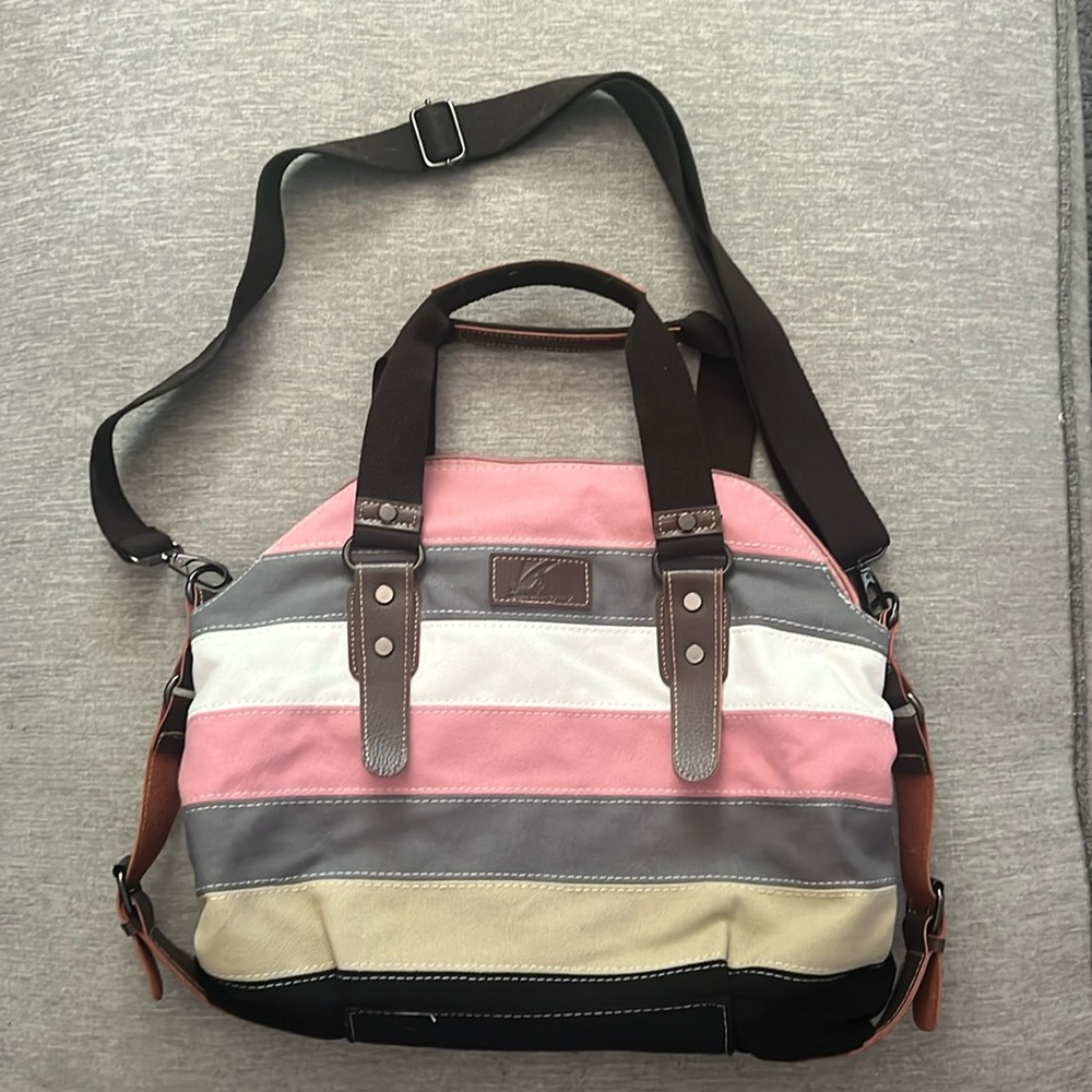 Pink striped handbag/purse